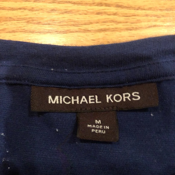 Michael Kors Blue T shirt with white speckles (not lint!) - Picture 2 of 2